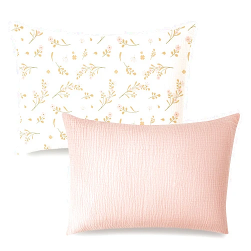 Konssy Muslin Toddler Pillowcase for 13x18 Pillow 2 Pack, 100% Cotton Toddler Pillow Case Cover, Soft & Breathable Travel Babay Kids Pillow Covers with Envelope Closure