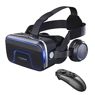VR SHINECON Original 6.0 VR Headset Version Virtual Reality Glasses Stereo Headphones 3D Glasses Headset Helmets Support 4.7-6.53 inch Large Screen Smartphone (with Controller SC-B01)
