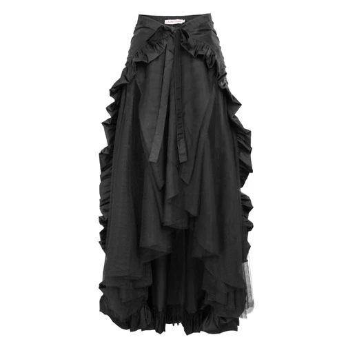 Belle Poque Women's Steampunk Gothic Wrap Skirt Victorian Ruffles Pirate Skirt