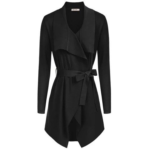 GRACE KARIN Cardigan for Women Lapel Draped Open Front Thin Sweater Long Sleeve Irregular Hem Outwear with Belt