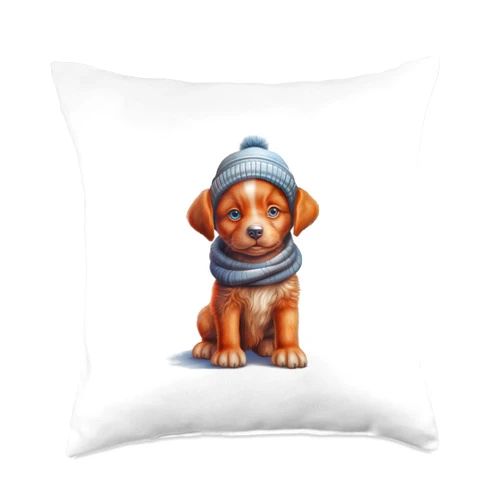 Bäume Meditieren, lustige Bayern Sprüche Funny Dog Puppy with Hat Comic for Men Women Children Throw Pillow, 18x18, Multicolor