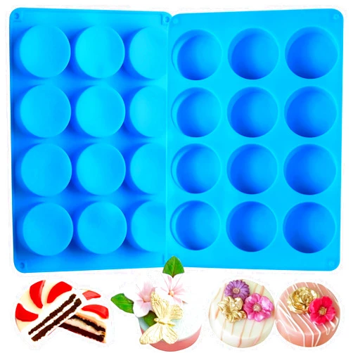 Sidosir 2Pcs Oreo Cookie Chocolate Silicone Mold, 12-Cavity Round Cylinder Oreo Chocolate Cover Molds for Candy, Silicone Baking Molds for Mini Cakes, Jelly