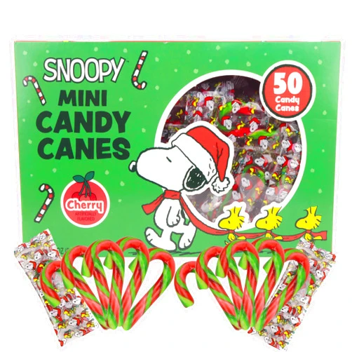 SADEPAS Mini Candy Canes, Cherry Flavored, Peanuts Individually Wrapped Christmas Candies, 50 Count