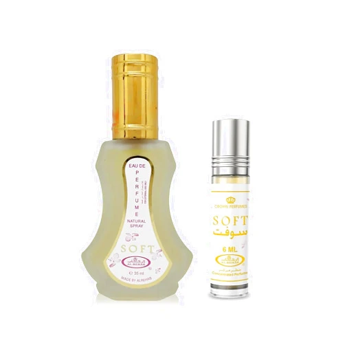 Al-Rehab Soft 2-Piece Set for Women, (1.18 Oz Eau De Parfum Spray + 0.20 Oz Concentrated Perfume Rollerball)