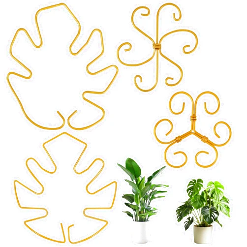 HINGTAI 4Pcs Metal Plant Stem Support Holder, Monstera Stabilizer Reusable Rack Different Sizes Outdoor & Indoor Plants Growth Accessories for Climbing Houseplant