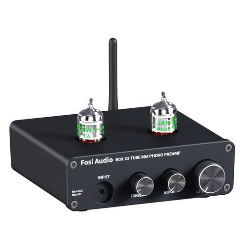 Fosi Audio Box X3 Bluetooth 5.0 Phono Preamp Turntable Preamplifier 5654W Tube for MM Phonograph Mini Stereo Hi-Fi Pre-Amplifier for Home Audio Record Player Sound System