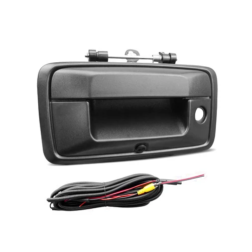 TIKSCIENCE Backup Camera Tailgate Handle with Keyhole Fit for Chevrolet Chevy Silverado GMC Sierra 2014-2015 Replace 23128692, Rear View Camera Liftgate Latch Door Handle with Harness Black