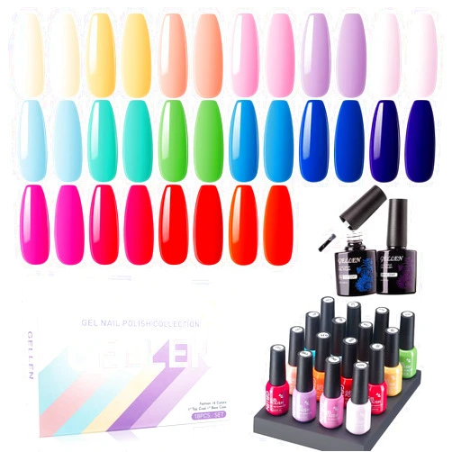 Gellen Gel Nail Polish, 16 Colors Gel Nail Polish Set, U V Gel Polish Set with Gel Top and Base Coat, All Season Gel Nail Polish Kit for Gift