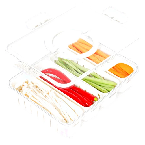 LOTOFUN Divided Serving Tray Container with Lid: Snackle Box Container Storage Organizer for Adults Snacks Fruits Vegetable Food for Fridge Kitchen Travel 4 Compartments