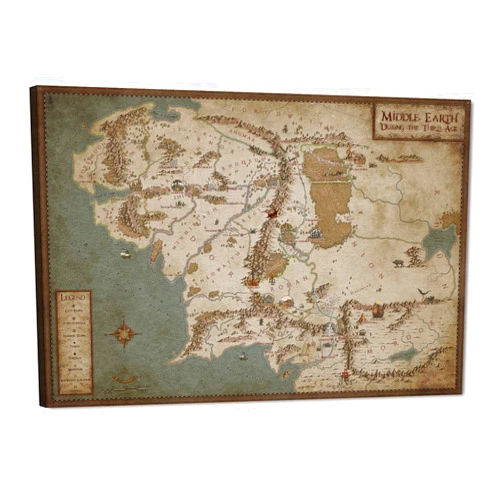 GUTTATY Middle Earth Map Canvas Wall Art Movie MapHD Print - Retro Middle Earth Map Canvas Painting for Home Wall Decor, Vintage Movie WorldMap Poster Framed Artwork for Room Decor (12