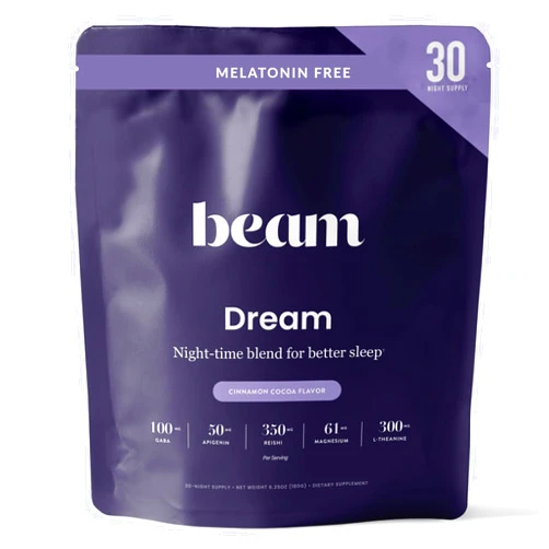 Beam Dream Sleep Powder, Sleep Supplement, Sleep Aids for Adults, Melatonin Free, Contains Magnesium, L Theanine, Apigenin, Natural Sleep Aid, Vegan, Non GMO, Dairy Free, 3rd Party Tested, 30 Servings