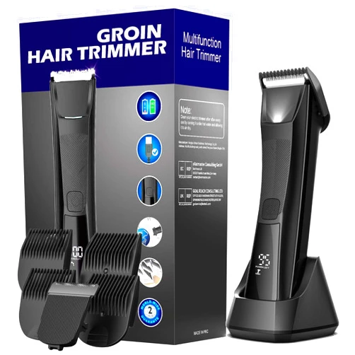CHLANT Body Hair Trimmer for Men Pubic Hair Trimmer, Waterproof Cordless Ball Groin Trimme Men with Ceramic Blade, Rechargeable Body Shaver Groomer with Standing Recharge Dock