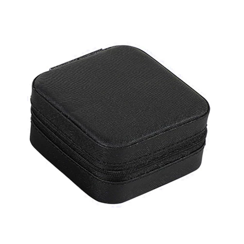 Gebaozhen Exquisite Jewelry Travel Organizer - Compact PVC Case with 6 Ring Rolls, 3 Necklace Hooks and 4 Compartments - Ideal for Earrings Rings Necklaces - Gift for Women and Girls (black)