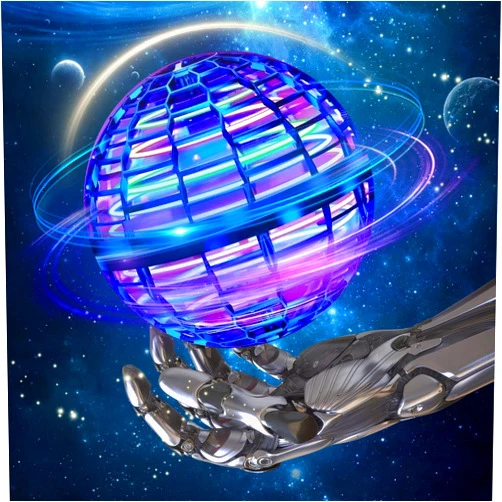 HUSKIRC Upgraded Flying Orb Ball Toy, 360° Rotating Flying Magic Ball Hand Controlled Hover Ball, Galactic Fidget Spinner, Cool Toys for 6 Years+ and Adults, Indoor Outdoor Toys (Blue Light)