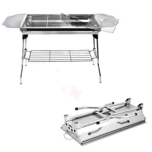 XKMT- Large Stable Version-2.0” Portable Folding Barbecue Charcoal Grill Stove Shish Kebab Refined Iron Stainless Steel BBQ Patio Camping Fold [P/N: ET-COOK003]