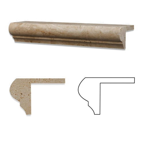 Oracle Moldings Ivory Travertine Honed 2 X 12 x 3 Corner Ogee Stair Tread Trim - 4