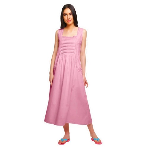 Moomaya Women’s Solid Sleeveless A-Line Nightdress Square Neck Cotton Sleepwear