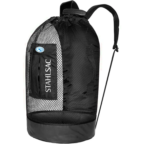 Stahlsac Panama Mesh Backpack: Convienent 103L size, ideal for dive gear, dry pockets, BLACK