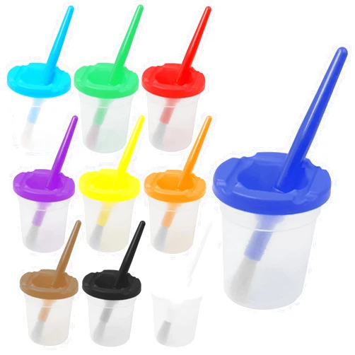 Zilphoba 10pcs Paint Cups with Lids for Kids, Spill Proof Learning Color Cups for Young Artist