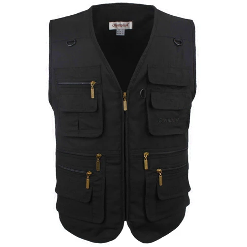 LUSI MADAM Men's Stone Washed Denim Multi-pocketed Fishing Work Outerwear Vest