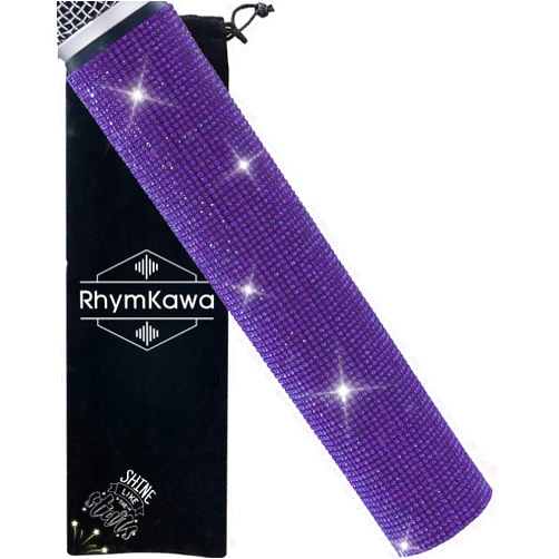 RhymKawa Purple Rhinestones Microphone Sleeve for Wireless Mic Shuer SM58 Beta 58A Handheld Cover Decorative Shine