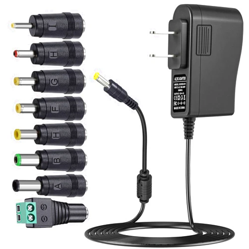 SoulBay 12V 2A Power Supply Regulated 12 Volt DC Power Adapter with 8 Tips, DC12V 0-2000mA Charger Transformer Replacement, 8.2FT Cord