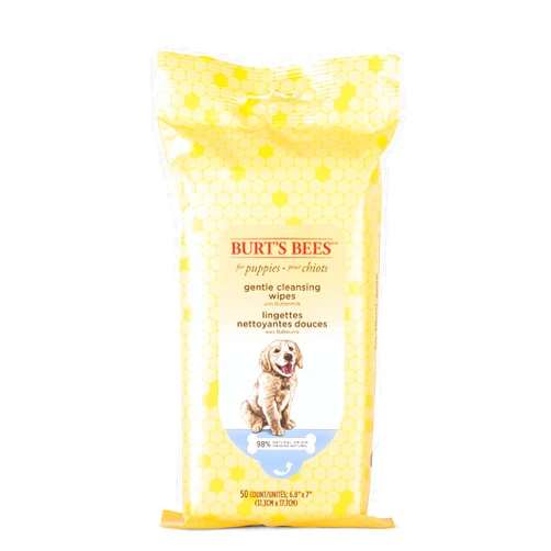 Burt's Bees for Pets Gentle Cleansing Puppy Wipes with Buttermilk, 98% Natural Origin Formulas, Hypoallergenic Dog Wipes Cleaning, Dog Cleaning Wipes, Dog Wipes for Paws and Butt, 50ct