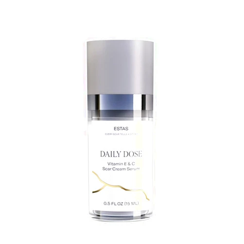 ESTAS Beauty Scar Cream -Daily Vitamin E & C with Silicone, 0.5 oz -Effective for Old & New Scars on Face & Body, Ideal for Surgical, Burn, C-Section & Acne Scars, Vegan + Cruelty Free, Fragrance Free