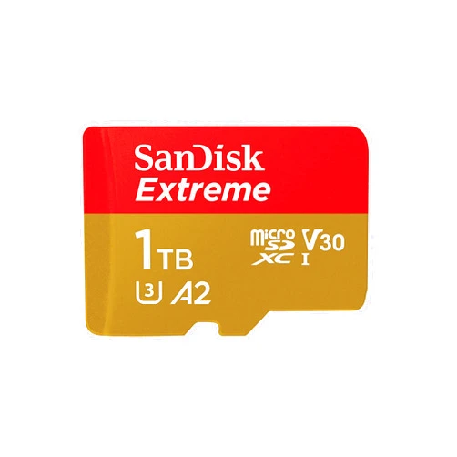 SanDisk 1TB Extreme microSDXC UHS-I Memory Card with Adapter - Up to 190MB/s, C10, U3, V30, 4K, 5K, A2, Micro SD Card- SDSQXAV-1T00-GN6MA, Gold/Red