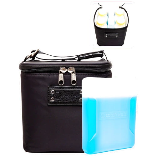 Sarah Wells Cold Gold Breastmilk Cooler Bag with Safety Tested Ice Pack – Insulated Milk Storage for Work, Travel & Daycare – Fits Bottles & Pump Parts – Durable, Washable (Black)