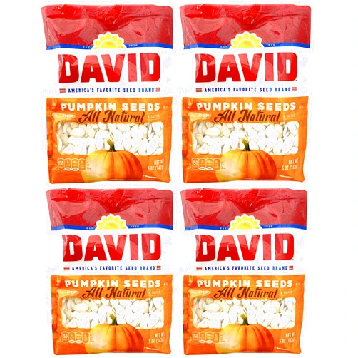 David Seeds, Pumpkin Seeds, 5-Ounce Bags (Pack of 4)