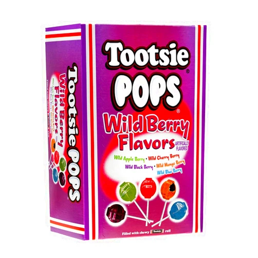 Tootsie Roll Tootsie Pops Limited Edition Assorted Wild Berry Flavors with Chocolatey Center - Over 3 Pounds Individually Wrapped Fruity Chocolate Lollipops - Peanut Free, Gluten Free, 100 Count