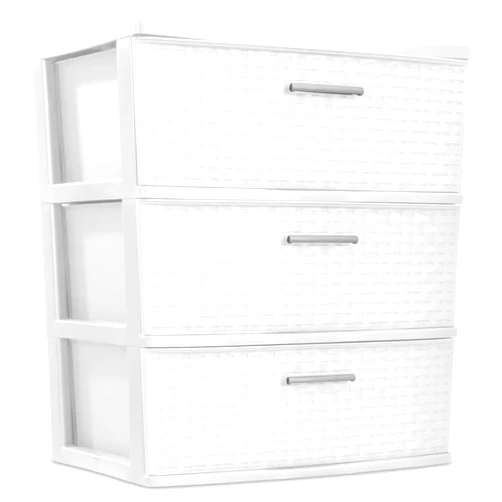 NaNdEz 3 Drawer Wide Weave Tower,With handle White