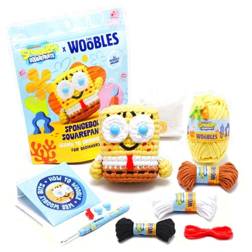 The Woobles Crochet Kit for Beginners – Spongebob Squarepants Craft Kit with Easy Peasy Yarn for Adults & Young Crafters, As Seen On Shark Tank, Step by Step Video Tutorials (Spongebob Squarepants)