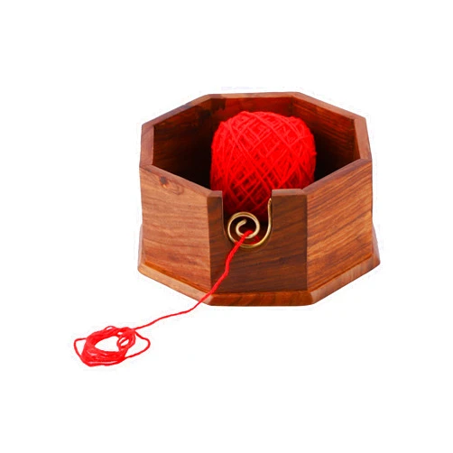 Galaxy Indiacraft Wooden Yarn Storage Bowl with 100% Smooth Threading (Octa Smooth Special)