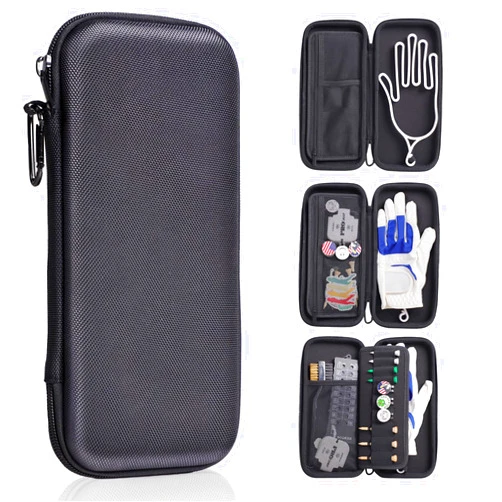Ponsonbay Golf Glove Holder Case for Accessories with Removable Glove Shaper Portable Golfer Gifts for Men & Women Golf Caddy Organizer Case with Storage Slots for Divot Tools, Tees & Ball Markers