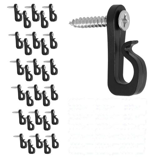 Hmxpls 36Pcs Q Hanger Hooks for Outdoor String Lights, Christmas Light Hooks Clips for Outside, Screw Hooks for Hanging String Lights Christmas Light Wire Patio Light (Black)