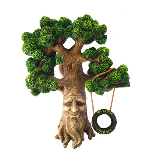 GlitZGlam Fairy and Garden Gnome Tree - Enchanted Grandpa Miniature Tree with Removable Glow in The Dark Welcome Sign for Fairies and Lawn Gnomes