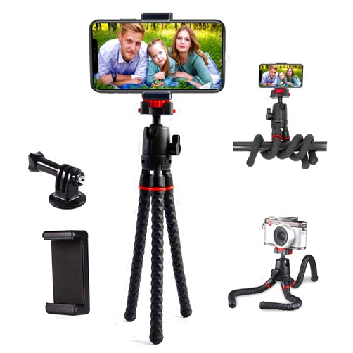 LINKCOOL Phone Tripod LINKCOOL 360 Degree Rotation Flexible Tripod Travel Octopus Tripod for iPhone/Smartphone/Ipad/DSLR/Sports Action Camera, with Bluetooth Wireless Remote Shutter
