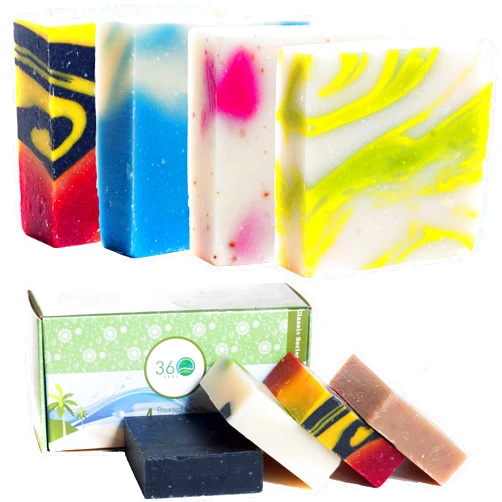 360Feel Assorted Handmade Soap Bars Womens Mens Romantic Anniversary Wedding Gift Set, Large, 20 Oz (Pack of 4)