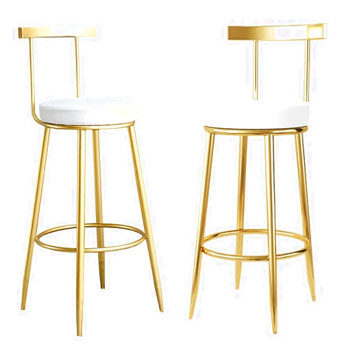 OUFUAMY Set of 2 Bar Stools, Home Kitchen Bar High Chairs Dining Chairs Counter Height Chairs with Footrest & Backrest (Sitting Height: 65cm)