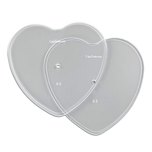 CAKESAFE – 2-6.5” Heart Shaped Clear ¼” Acrylic Disks – Perfect Icing Tool to Smooth the Buttercream on Your Cakes