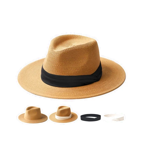 FURTALK Panama Hat Sun Hats for Women Men Wide Brim Fedora Straw Beach Hat UV UPF 80+