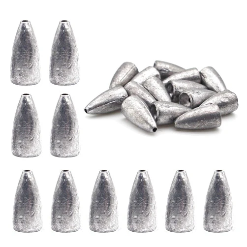 FREGITO Fishing Weight Sinkers, 50pcs/55pcs Lead Worm Weights Fishing Sinkers for Bass Fishing Texas Rigs