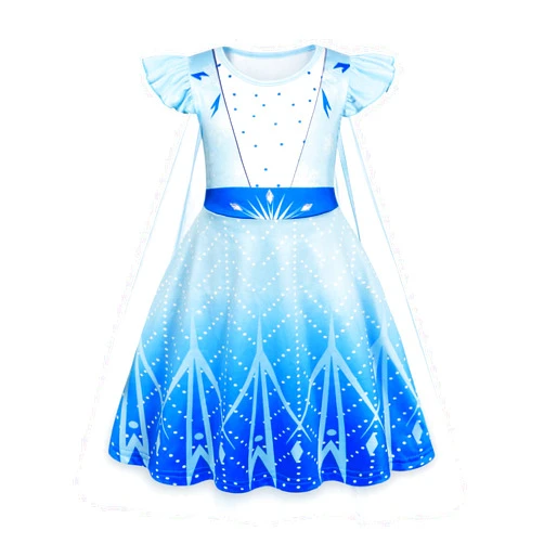 WonderBabe Princess Dress With Cape Girls Christmas Birthday Party Cosplay Costume Toddler Ruffle Sleeve Fancy Outfit Gift