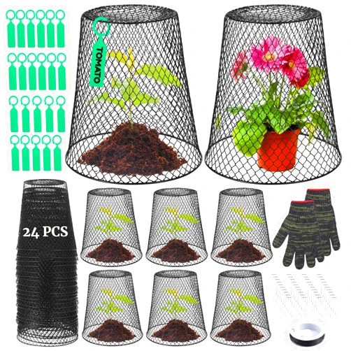 FELISTORY 24 Pieces Chicken Wire Plant Covers Wire Garden Cloches Chicken Wire Cloche Plant Protector Metal Heavy Duty Garden Plant Cloche for Keeping Bunnies Chicken Squirrels Birds Other Out
