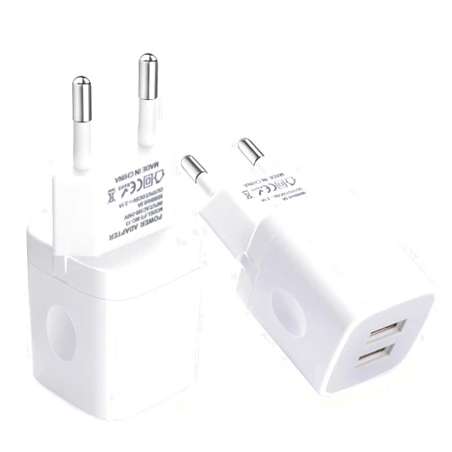 VIFIGEN European Wall Charger, Vifigen 2-Pack USB 2.1AMP Universal Europe Charger Block Dual Port Plug Compatible for iPhone 17 16 15 14 13 12 11 Pro Max XS XR X SE 8 7 6 Plus,Samsung S25 S24 A17,Note,LG,Moto