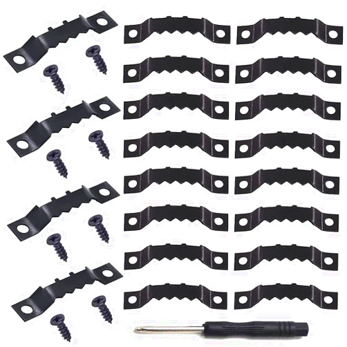 ANCHRISLY Sawtooth Picture Hangers, 50 Sets Heavy Duty Picture Frame Hanging Hangers Double Hole with Screws and Screwdriver for Home Decoration Creative Hanging Clock Paintings Artwork Picture Frame (Black)