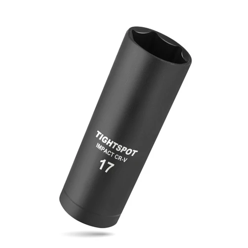 TIGHTSPOT 1/2 Inch Drive - 17 mm Deep Impact Socket with Anti-Rounding 6 Point Design, Heat-Treated CRV Steel, Metric