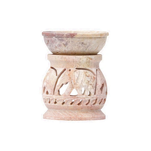 SouvNear Soapstone Oil/Wax Tarts/Melts Warmer – SouvNear 3.5” Tealight Candle Aromatherapy Essential Oil Fragrance Diffuser- Detachable Stone Bowl Adorned with Elephant Motifs -Fragrant Scented Aroma Oils